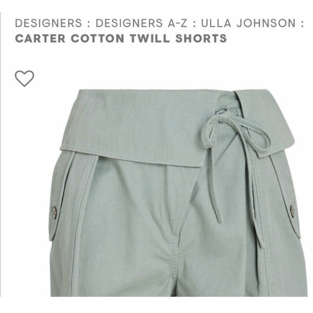 Ulla Johnson Carter Cotton Twill Shorts in Sage Like New Size 4 - Picture 3 of 11